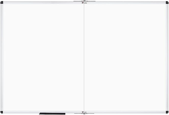 Photo 1 of VIZ-PRO Dry Erase White Board/Magnetic Foldable Whiteboard, 48 X 36 Inches, Silver Aluminium Frame Silver 48 X 36 Inches