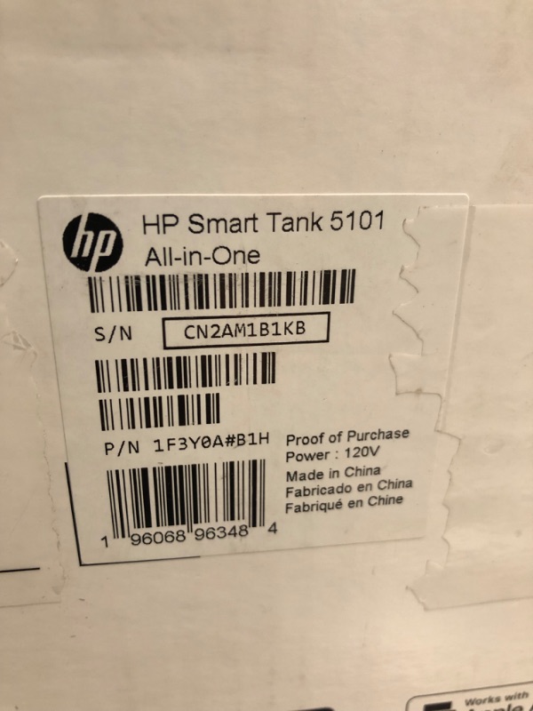 Photo 3 of HP Smart-Tank 5101 Wireless All-in-One Ink-Tank Printer with up to 2 Years of Ink Included (1F3Y0A),White