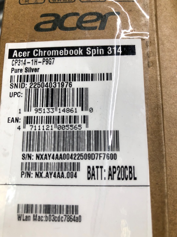 Photo 9 of Acer Chromebook Spin CP314-1H-P9G7, Intel Pentium Silver N6000, 14' HD IPS Gorilla Glass Touch Dis, 4GB LPDDR4X, 128GB eMMC, Intel Wi-Fi 6 AX201-Acer Black M501 Wireless Mouse Bundle 4GB / 128GB / 14" HD