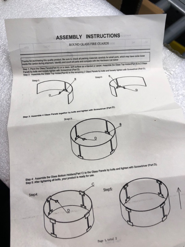 Photo 4 of  Fire Pit Wind Guard Clear Glass Tempered Glass for Propane, Gas, Fire Pits and Patio Heaters - Round