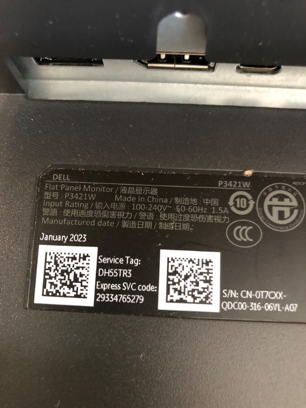 Photo 1 of Dell 34 Inch Ultrawide , WQHD (Wide Quad High Definition), Curved USB-C Monitor (P3421W), 3440 x 1440 at 60Hz, 3800R Curvature, 1.07 Billion Colors, Adjustable, Black