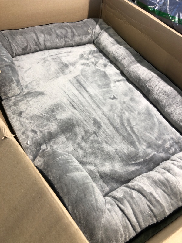 Photo 1 of BEDSURE Large Orthopedic Dog Bed, Bolster Dog Beds for Large Dogs - Foam Sofa with Removable Washable Cover, Waterproof Lining and Nonskid Bottom Couch, Dark Green L?35x25x7"? Dark Green