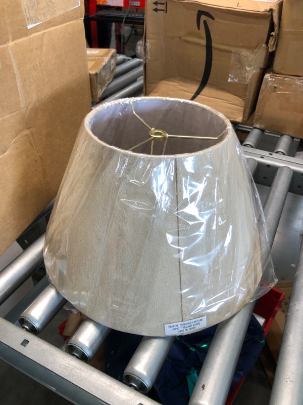 Photo 1 of ALUCSET Medium Lamp Shade, Barrel Fabric Lampshade for Table Lamp & Floor Light, 7 inch Top Diameter x 13 inch Bottom x Diameter 7.8 inch Height, Natural Linen Hand Crafted, Spider (Brown)