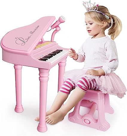 Photo 1 of Love&Mini Piano Toy Keyboard Pink 31 Keys for Age 2+ Year Old Girls Birthday Gifts, Kids Keyboard Toy Instruments Pink Piano with Microphone and Stool
