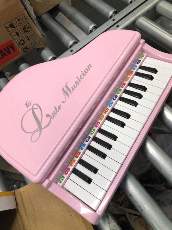 Photo 3 of Love&Mini Piano Toy Keyboard Pink 31 Keys for Age 2+ Year Old Girls Birthday Gifts, Kids Keyboard Toy Instruments Pink Piano with Microphone and Stool
