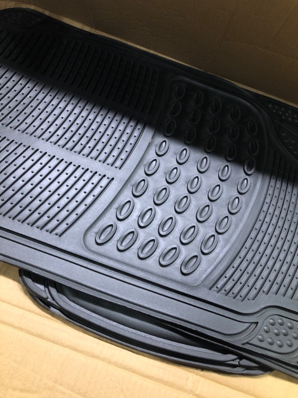 Photo 1 of Bdk MT783PLUS Proliner Original 3PC Heavy-Duty Front & Rear Rubber Floor Mats for Car SUV Van & Truck - All Weather Protection Universal Fit (Black)