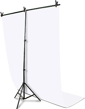 Photo 1 of Portable White Backdrop with Stand - 5ft x 6.5ft Adjustable T-Shape Stand with White Photo Backdrop, 3P Spring Clamps, 1P Carry Bag for Photoshoot Parties Background T Stand + White Backdrop White