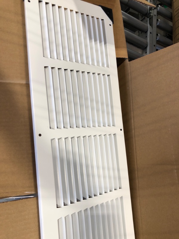 Photo 2 of 30"w X 10"h Steel Return Air Grilles - Sidewall and Ceiling - HVAC Duct Cover - White [Outer Dimensions: 31.75"w X 11.75"h] 1 Count (Pack of 1) White
