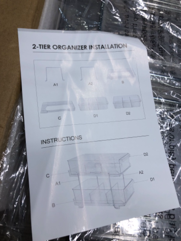 Photo 3 of 2 SET, 2 Tier Clear Organizer with Dividers, Multi-Purpose Slide-Out Storage Container, Bathroom Vanity Counter Organizing Tray, Under Sink Closet Organization, Kitchen Pantry Medicine Cabniet Bins