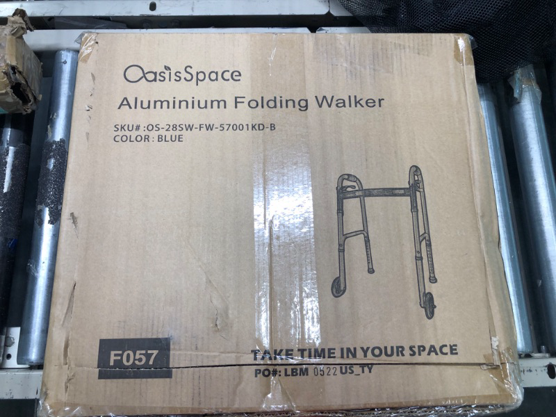 Photo 1 of OasisSpace Compact Folding Walker, with Trigger Release and 5 Inches Wheels for The Seniors [Accessories Included] Narrow Lightweight Supports up to 350 lb