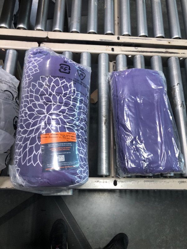 Photo 1 of Amazon Basics Lightweight Microfiber 5 Piece Bed-in-a-Bag Comforter Bedding Set, Twin/Twin XL, Purple Floral Purple Floral Twin/Twin XL
