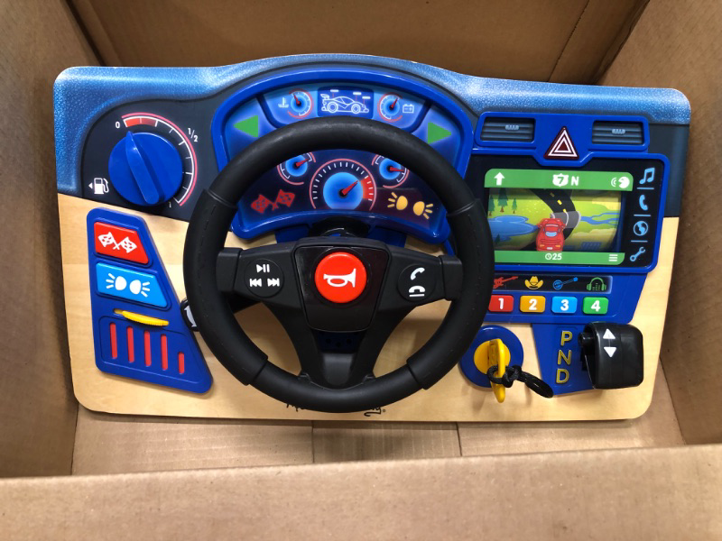 Photo 1 of Melissa & Doug Vroom & Zoom Interactive Wooden Dashboard Steering Wheel Pretend Play Driving Toy - Kids Activity Board, Toddler Sensory Toys For Ages 3+