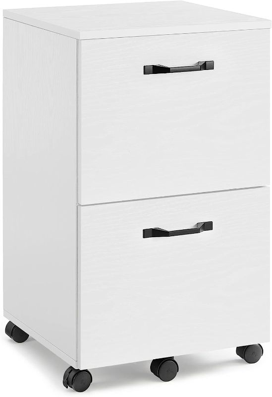 Photo 1 of VASAGLE 2-Drawer File Cabinet, Filing Cabinet for Home Office, Small Rolling File Cabinet, Printer Stand, for A4, Letter-Size Files, Hanging File Folders, Modern Style, White UOFC040W46
