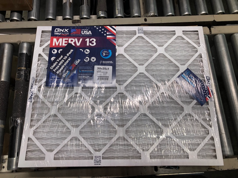 Photo 2 of BNX 20x25x1 MERV 13 Air Filter 4 Pack - MADE IN USA - Electrostatic Pleated Air Conditioner HVAC AC Furnace Filters - Removes Pollen, Mold, Bacteria, Smoke 20x25x1 4-Pack