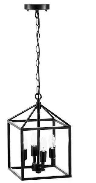 Photo 1 of 9.5 in. 4-Light Black Caged Chandelier
