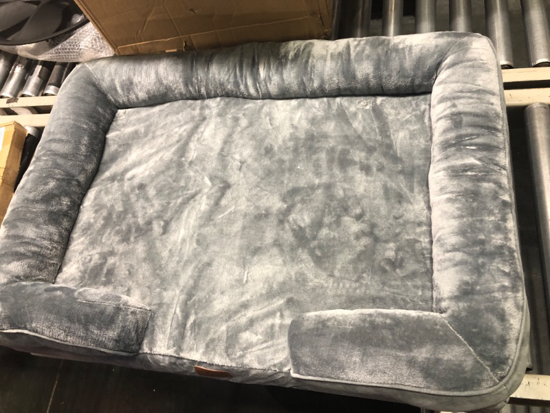 Photo 2 of Bedsure Orthopedic Dog Bed, Bolster Dog Beds for Medium/Large/Extra Large Dogs - Foam Sofa with Removable Washable Cover, Waterproof Lining and Nonskid Bottom Couch M?28x23x7"? Grey