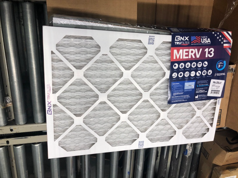 Photo 3 of BNX 16x25x1 MERV 13 Air Filter 4 Pack - MADE IN USA - Electrostatic Pleated Air Conditioner HVAC AC Furnace Filters - Removes Pollen, Mold, Bacteria, Smoke 16x25x1 4-Pack