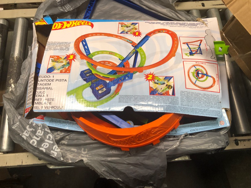 Photo 2 of ?Hot Wheels Track Set and 1:64 Scale Toy Car, 29" Tall Track with Motorized Booster for Fast Racing, Action Spiral Speed Crash Playset???? SHIPS IN OWN CONTAINER