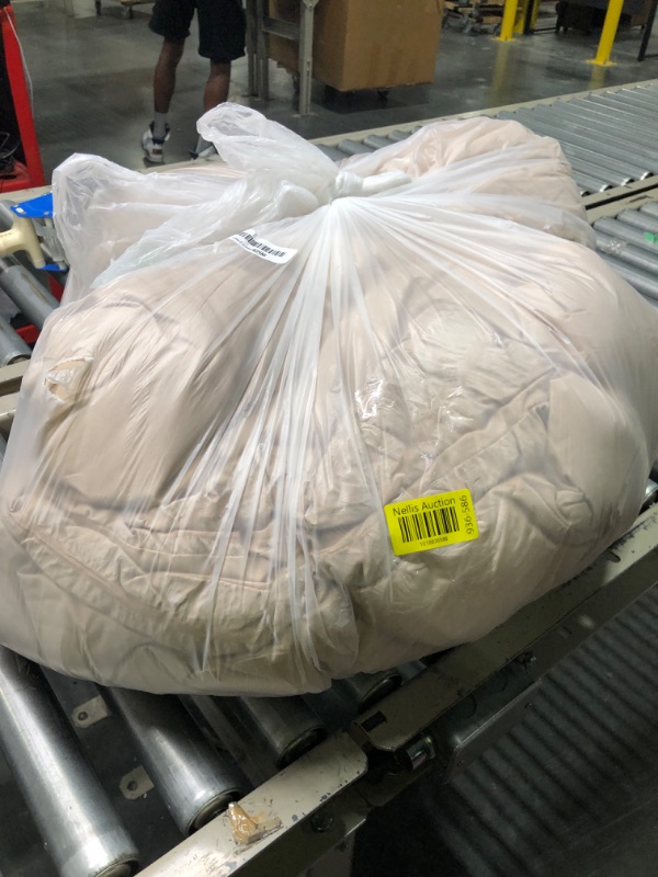 Photo 1 of Beige Seersucker Queen Comforter Set (90x90 inches), 3 Pieces