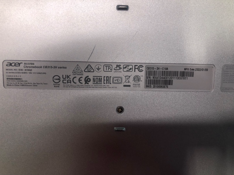 Photo 1 of Acer Chromebook 315 Chromebook Intel Celeron N4000 (1.10 GHz) 4 GB LPDDR4 Memory 32 GB Flash 15.6" Chrome OS