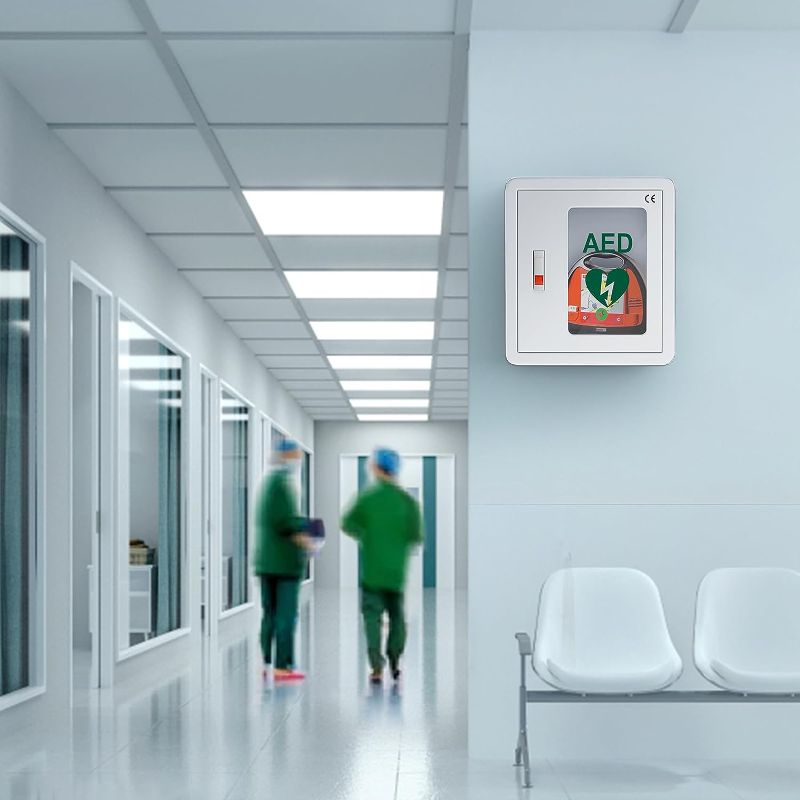 Photo 1 of ZIPOWEY AED Cabinet, First Aid AED Defibrillator Wall Mounted Storage Cabinet, Stainless Steel Snap Lock, Fits All Brands Cardiac Science for Home, Public Places, 14 x 7.8 x 15.7 Inch
 
