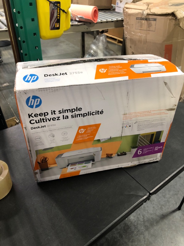 Photo 2 of HP DeskJet 2755e Wireless Color All-in-One Printer with bonus 6 months Instant Ink (26K67A), white