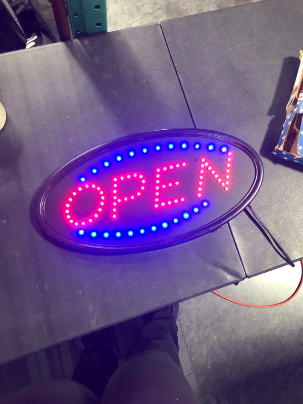 Photo 4 of LED Open Sign, AGPTEK 19x10inch LED Business Open Sign Advertisement Board Electric Display Sign, Two Modes Flashing & Steady Light, for Business, Walls, Window, Shop, bar, Hotel,with Open/Close Sign