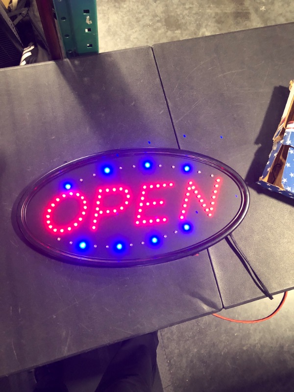 Photo 3 of LED Open Sign, AGPTEK 19x10inch LED Business Open Sign Advertisement Board Electric Display Sign, Two Modes Flashing & Steady Light, for Business, Walls, Window, Shop, bar, Hotel,with Open/Close Sign