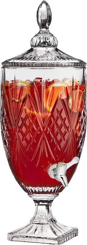 Photo 1 of 1.2 Gallon Drink Dispensers For Parties&Wedding. Glass Crystal Collection Beverage Dispenser With Stand & 304 Stainless Steel Spigot 100% Leakproof. Free for Marker & Chalkboard.(TYPE A, CLEAR) TYPE A Clear