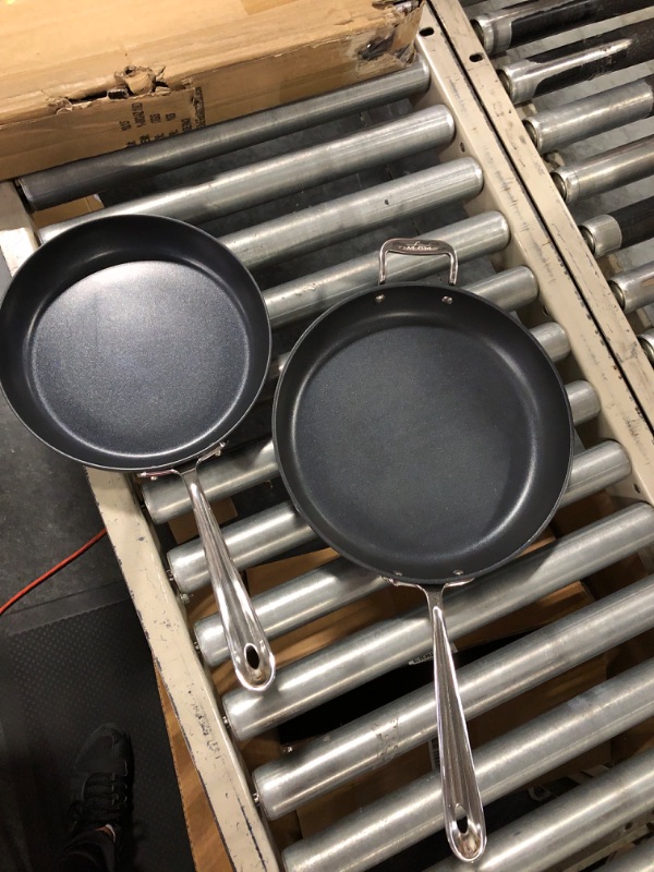 Photo 3 of All-Clad E1002S63 HA1 Hard Anodized Nonstick Fry Pan Cookware Set, 10 Inch and 12 Inch Fry Pan, 2 Piece, Grey 10-Inch and 12-Inch