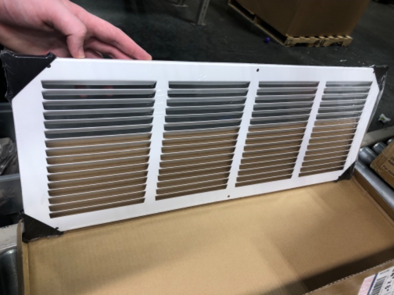 Photo 3 of 24"W x 8"H [Duct Opening Measurements] Steel Return Air Grille | Vent Cover Grill for Sidewall and Ceiling, White | Outer Dimensions: 25.75"W X 9.75"H for 24x8 Duct Opening 24"W x 8"H [Duct Opening]