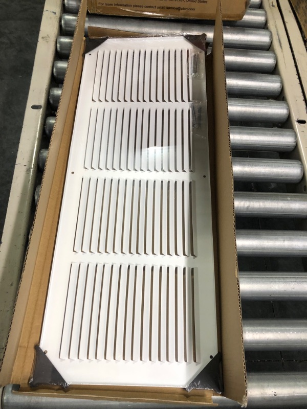 Photo 2 of 24"W x 8"H [Duct Opening Measurements] Steel Return Air Grille | Vent Cover Grill for Sidewall and Ceiling, White | Outer Dimensions: 25.75"W X 9.75"H for 24x8 Duct Opening 24"W x 8"H [Duct Opening]