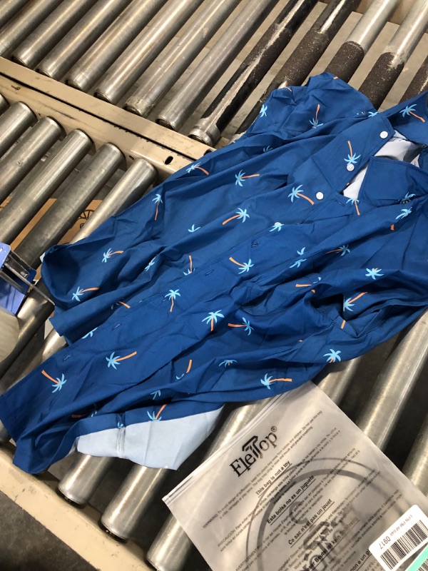Photo 4 of APTRO Men's Casual Hawaiian Shirt Short Sleeve Quick Dry Cruise Beach Shirts Large #Hw031-flamingo Blue