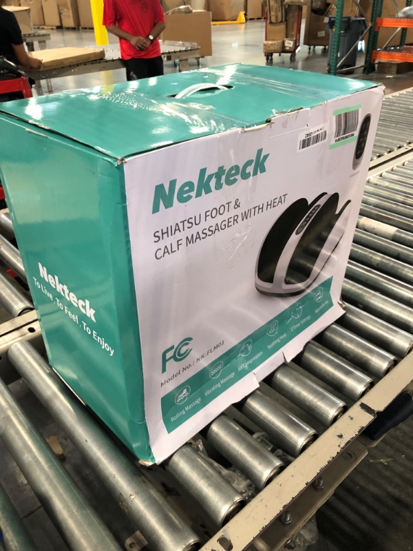 Photo 1 of Nekteck Foot Shiatsu Massager, Calf Massage with Heat Therapy, Deep Kneading, Vibration, Compression Leg Massager for Home and Office Use (Remote Control) White