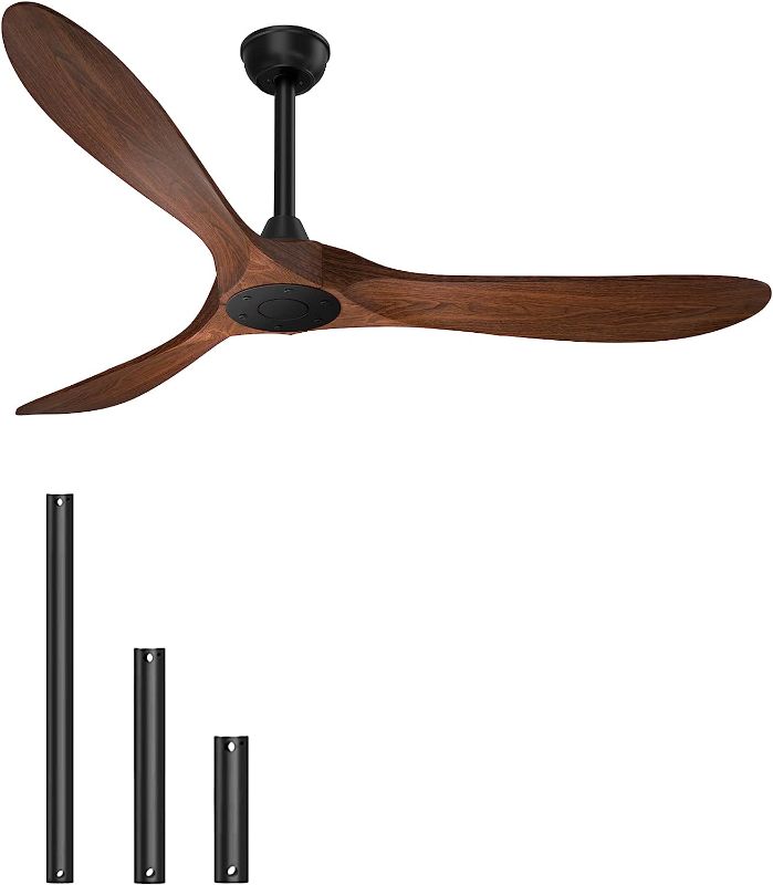 Photo 1 of BECLOG Ceiling Fan, Indoor/Outdoor Ceiling Fans With Remote Control,Reversible DC Motor, 52inches 52'' Black+Walnut