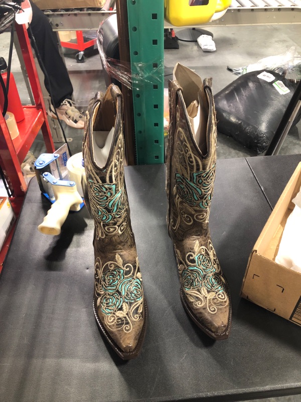 Photo 4 of Soto Boots Turquoise Rose Country Cowgirl Boots M50032 8 Brown