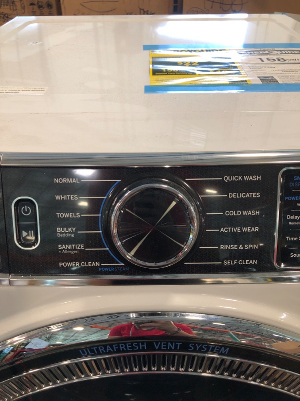 Photo 9 of GE 28" Front Load Steam Washer 5.0 Cu. Ft. with SmartDispense WiFi OdorBlock and Sanitize and Allergen - White