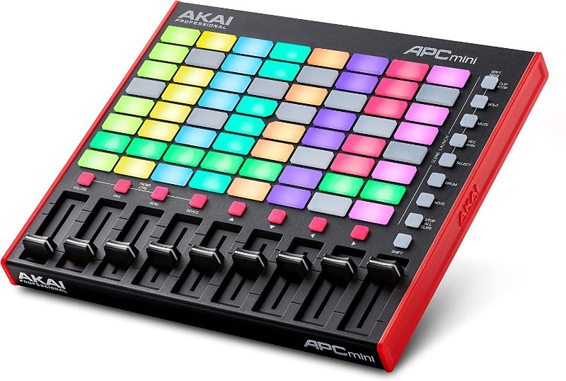 Photo 1 of AKAI Professional APC Mini MK2 - USB MIDI Pad Controller for Clip Launching with Ableton Live Lite, 64 RGB Pads, Drum and Note Mode and MIDI Mixer