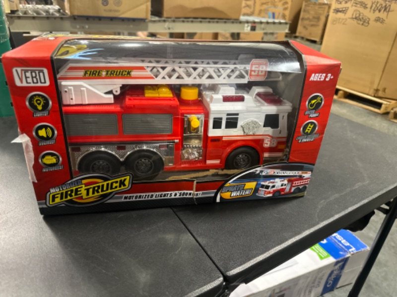 Photo 3 of Fire Truck Motorized with Lights, Siren Sound, Working Water Pump and Rotating Rescue Ladder- Electric, Motorized, Big Fun Size 15", Realistic Design- for Toddlers, Kids Aged 3+ Years Old