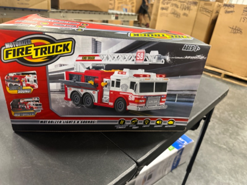 Photo 4 of Fire Truck Motorized with Lights, Siren Sound, Working Water Pump and Rotating Rescue Ladder- Electric, Motorized, Big Fun Size 15", Realistic Design- for Toddlers, Kids Aged 3+ Years Old