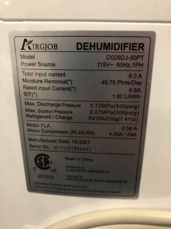 Photo 1 of 50-Pint Energy Star Dehumidifier for Basement - 4500 Sq. Ft. Quiet Dehumidifier for Large Capacity Room Home Bathroom Basements - Auto Continuous Drain Remove Moisture