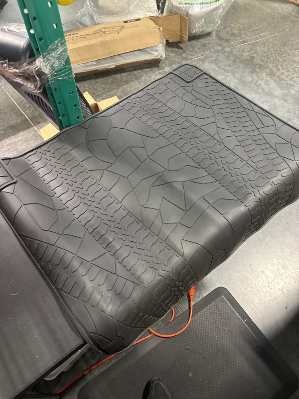 Photo 1 of San Auto Trunk Mats Custom Fit for Jeep Compass 2017 2018 2019 2020 2021 2022 2023 Cargo Liners Full Black Rubber for All Weather Protection Heavy Duty Odorless Full Black Cargo Liners