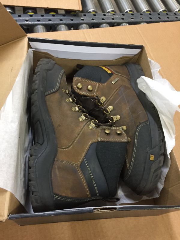 Photo 2 of CAT Men's Threshold Waterproof Steel Toe Work Boot 12 Real Brown