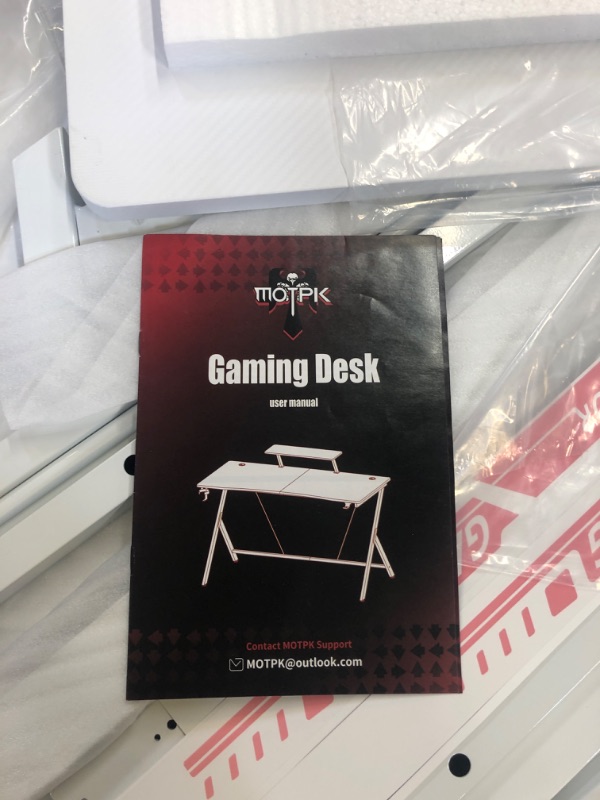 Photo 3 of MOTPK White Gaming Desk 55inch with Monitor Shelf Computer Desk Gaming Table Desk for Girls with Cup Holder and Headphone Hook Gamer Workstation Game Table, Gift for Girls Women
