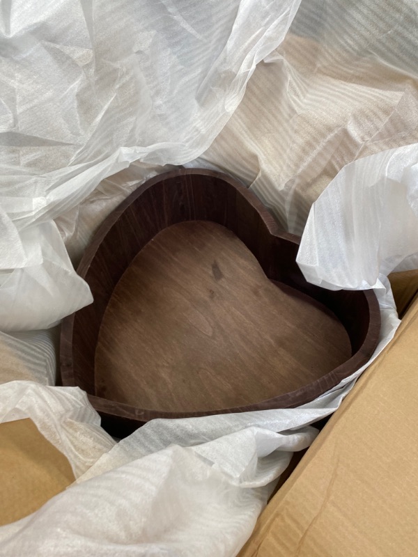 Photo 2 of iBACKDROP Newborn Baby Photography Props Vintage Heart Shaped Wood Bathtub Retro Brown Wooden Infants Basin Photoshoot Prop for Babies