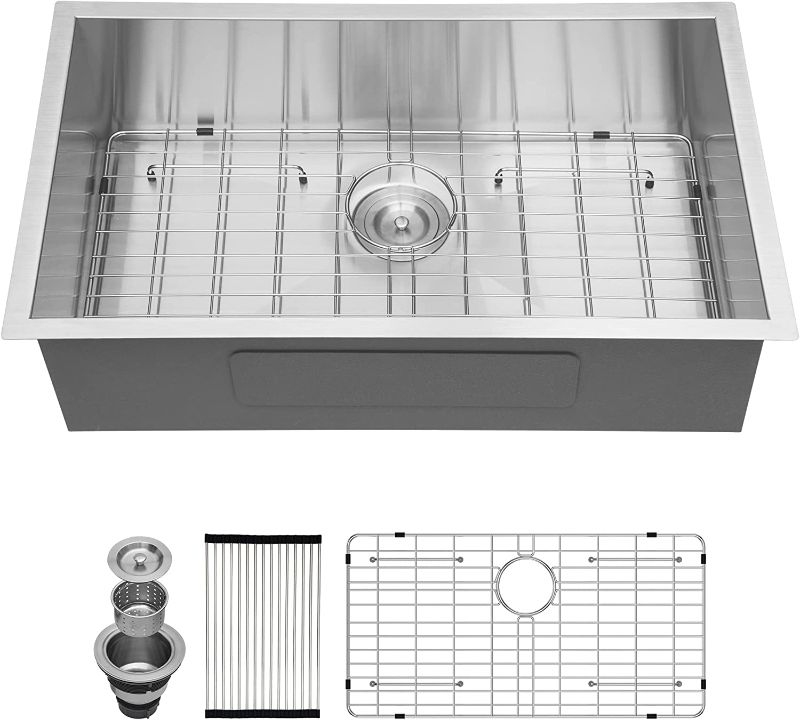 Photo 1 of 33 Kitchen Sink Undermount - Logmey 33 inch Undermount Kitchen Sink 18 Gauge Deep Single Bowl Stainless Steel Undermount Sink Basin
