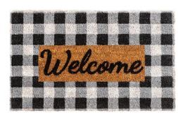 Photo 1 of "Welcome" Buffalo Plaid Coir Doormat
