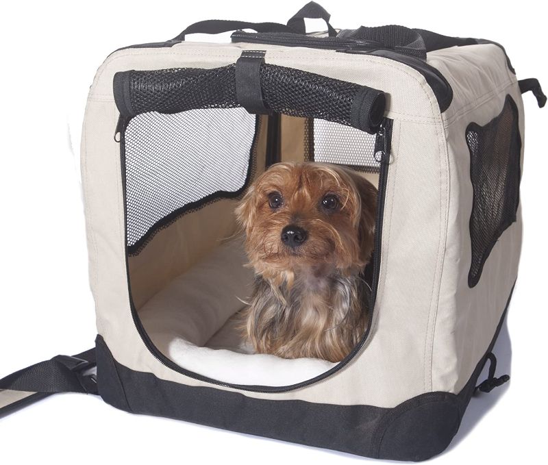 Photo 1 of 2PET Folding Soft Dog Crate for Indoor, Travel, Training for Pets up to 15 lbs Small 20 Inches Beige (Small 20in, Biscuit Beige)
