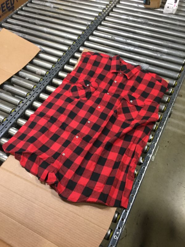 Photo 2 of Alimens & Gentle Men's Sleeveless Flannel Plaid Shirts Casual Button Down Shirt - Size 5XL
