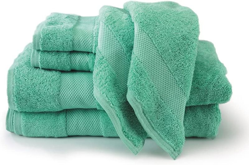 Photo 1 of 100% Organic Cotton Luxury Towel Set,6 Piece,700 GSM,Ultra Soft,High Absorbant,Bathroom,Hotel,Spa,GOTS Certified,Fair Trade Certified,2 Bath Towels 30x54,2 Hand Towels 20x30,2 Wash Cloths 13x13,Green